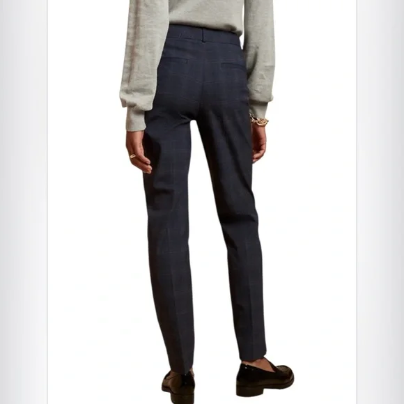 Banana Republic NEW Ryan Women’s Navy Blue Plaid Slim Straight Leg Pants Trouser - Picture 2 of 15